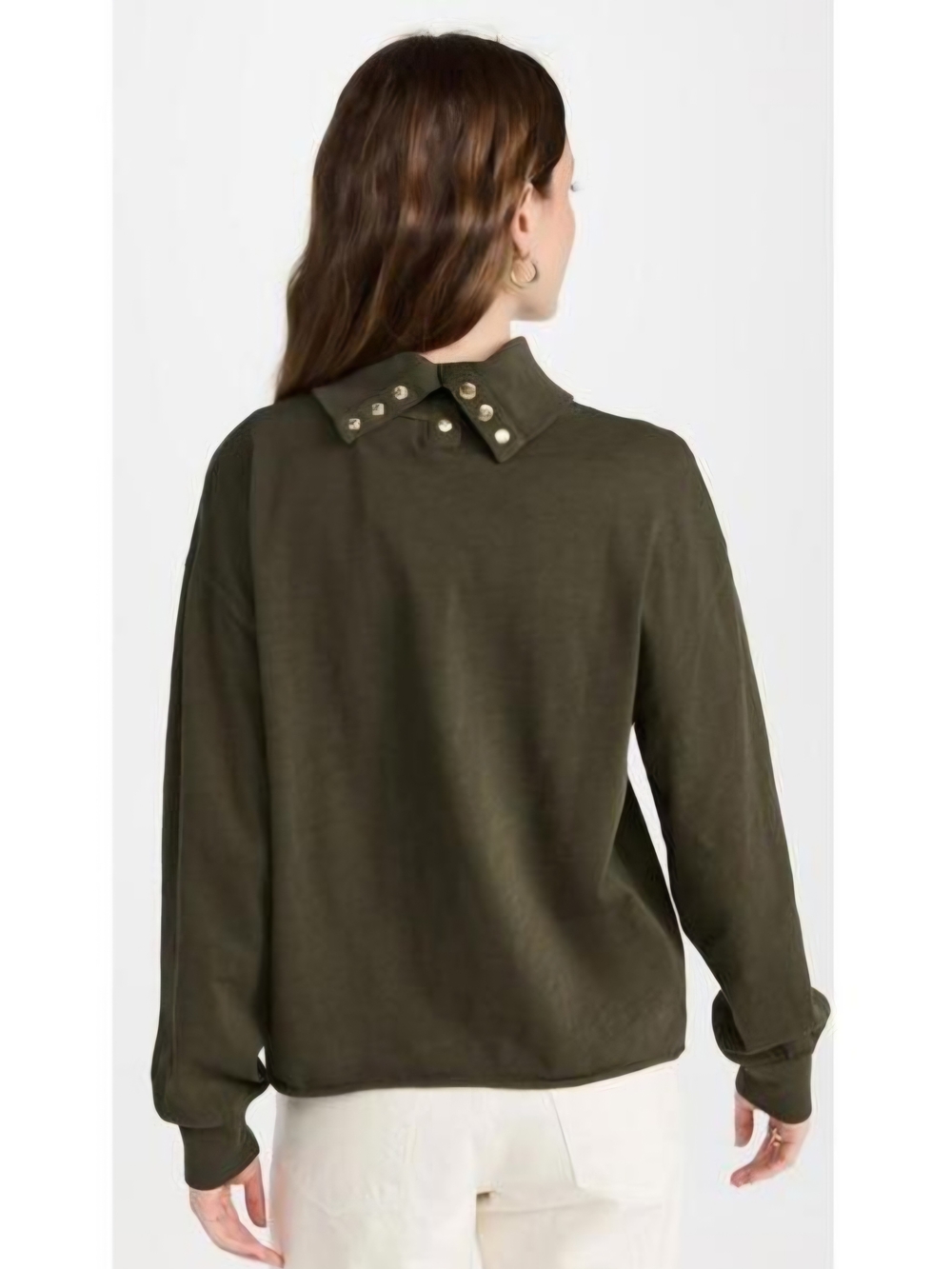 NATION  LTD Green Diana Snap Button Reversible Long Sleeve Top NWOT Size XS